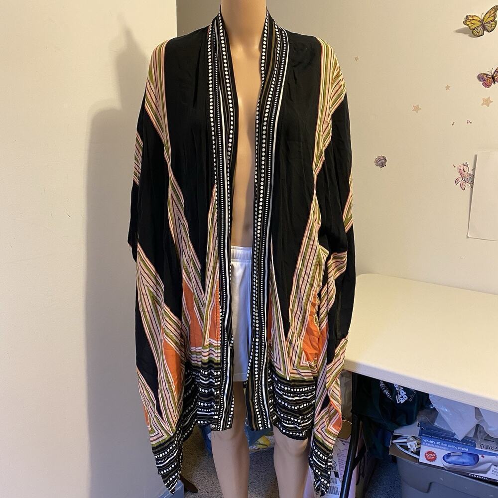 Open Front Top Kimono OneSize FitMost Womens Lagenlook Layer Cover Up Multicolor - Picture 5 of 9